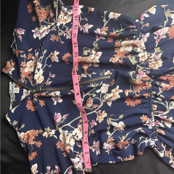 Floral Navy Dress/Long top with Pink and White Accents - Picture 7 of 8